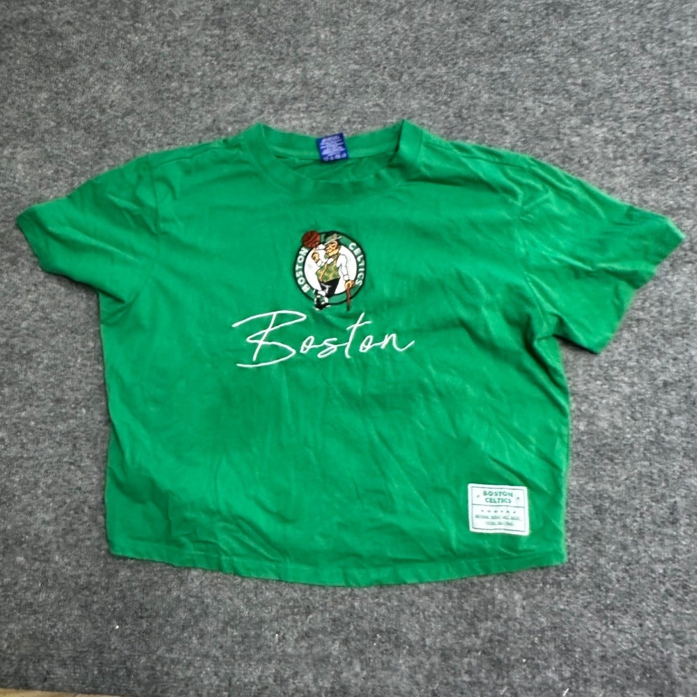 Ultra Game T-Shirt Womens XL Green Boston Celtics NBA Boxy Crop Top Short Sleeve